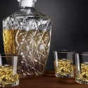 Set de botella de vidrio para licor + 6 vasos Diamante Venta