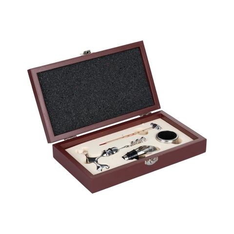 Caja de madera con set de 4 accesorios para vino Vynota Promoción