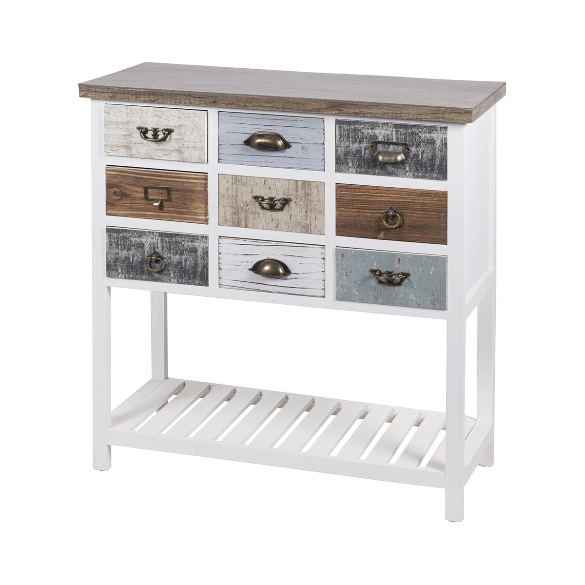 Consola de madera shabby chic con 9 cajones 80x32,5x82cm Sardinia Promoción Consola de madera shabby chic con 9 cajones 80x32,5x82cm Sardinia Promoción