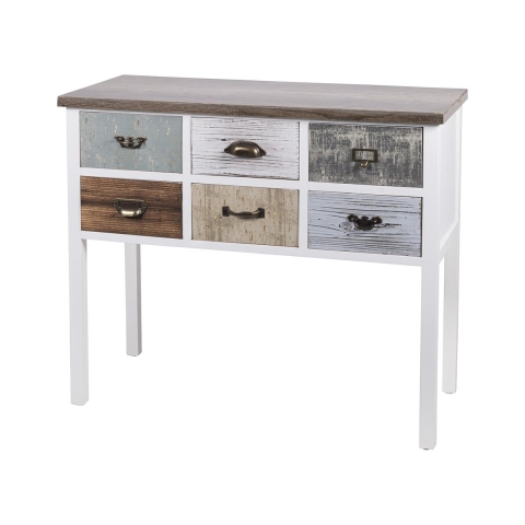 Consola de entrada de madera 6 cajones estilo shabby chic Sardinia Promoción