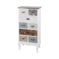 Cajonera alta de madera con 8 cajones 58x35x123 cm estilo shabby chic Sardinia Promoción