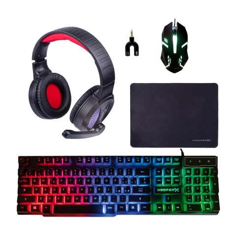 Combo Gamer 5 en 1: teclado, auriculares, mouse, alfombrilla y adaptador Milao Promoción