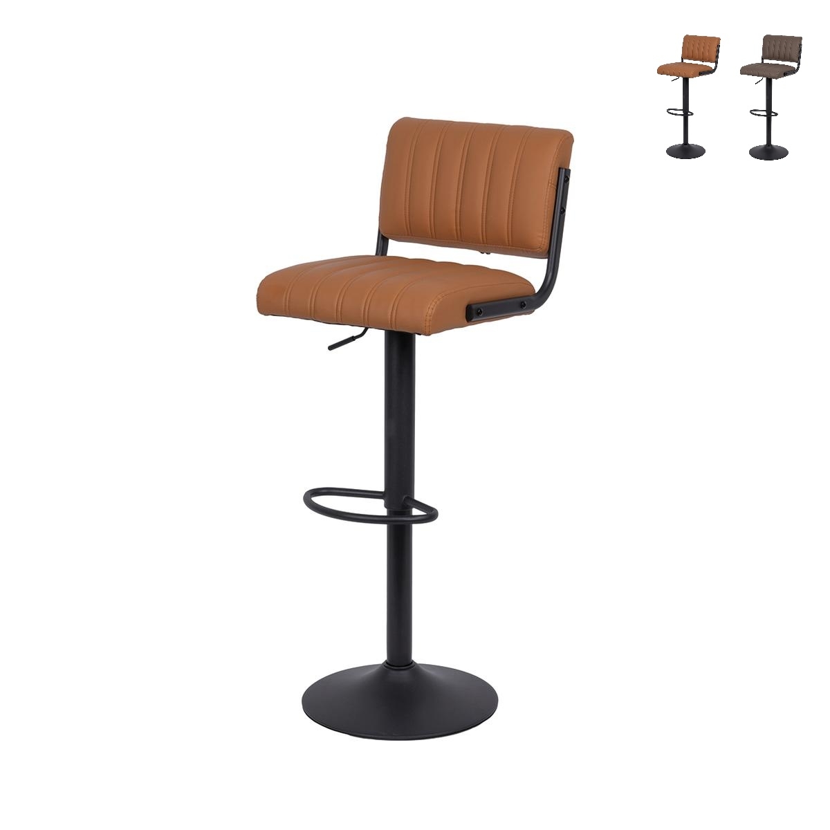 Juego de 2 taburetes de cocina bar giratorios en piel sintética estilo industrial Teyama