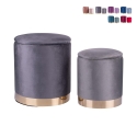 Set de 2 poufs reposapiés en tela efecto terciopelo con base dorada Ilduma Modelo