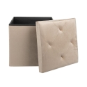 Puf cuadrado con almacenamiento 38x38cm multiuso efecto terciopelo Yushka Venta