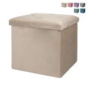 Puf cuadrado con almacenamiento 38x38cm multiuso efecto terciopelo Yushka Promoción