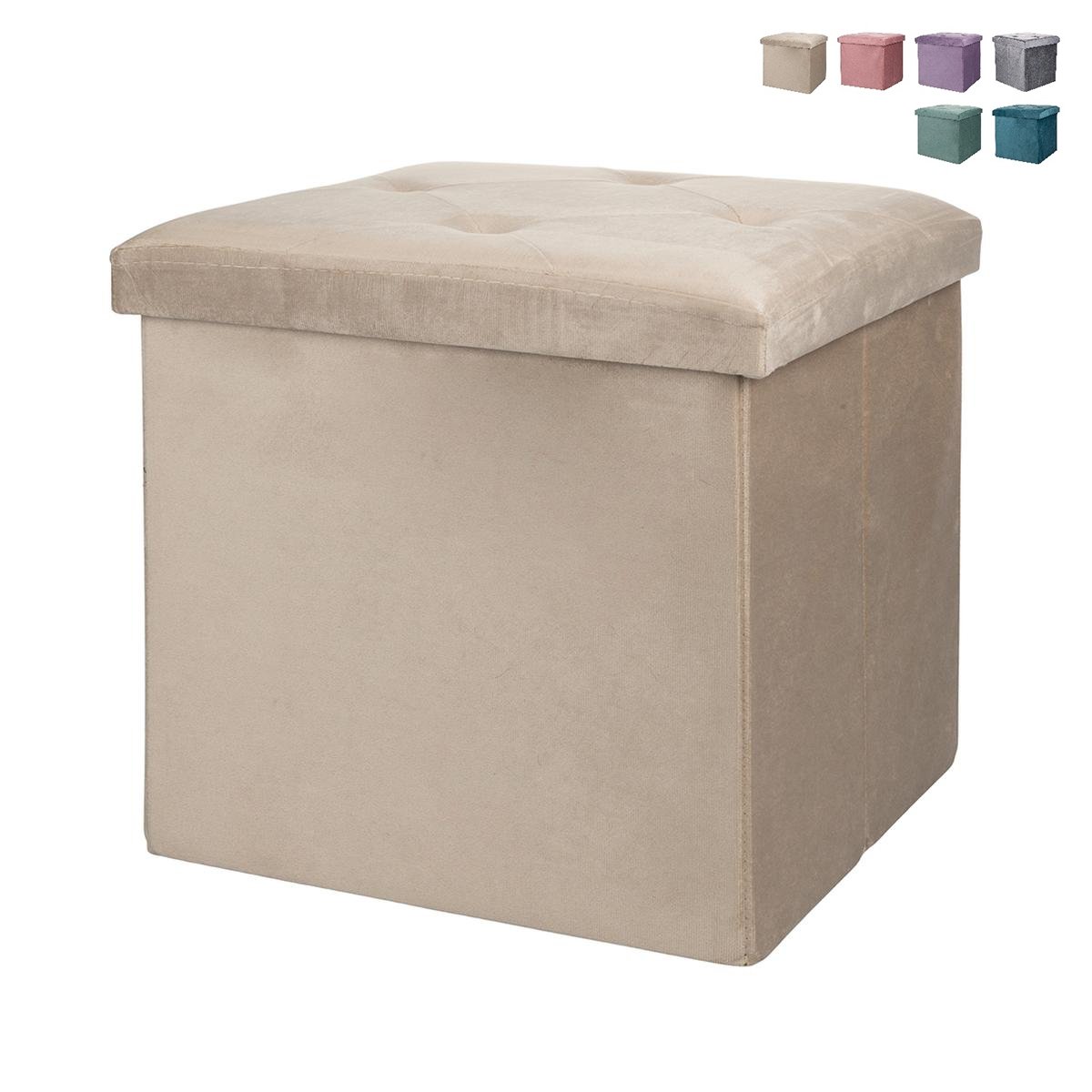 Puf cuadrado con almacenamiento 38x38cm multiuso efecto terciopelo Yushka Promoción Puf cuadrado con almacenamiento 38x38cm multiuso efecto terciopelo Yushka Promoción