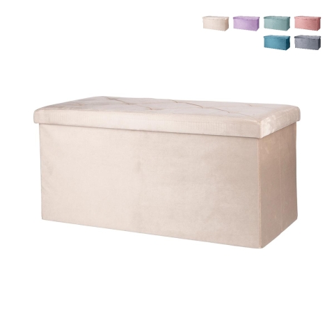 Banco contenedor multiusos efecto terciopelo 76x37,5x38cm Makino Promoción