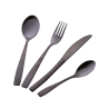 Juego de 16 cubiertos de acero inoxidable negro brillante con mango martillado Harlem Oferta