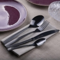 Juego de 16 cubiertos de acero inoxidable negro brillante con mango martillado Harlem Venta