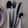 Juego de 16 cubiertos de acero inoxidable negro brillante con mango martillado Harlem Rebajas