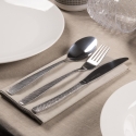 Set de 24 cubiertos de acero inoxidable pulido con mango martillado Harlem Venta