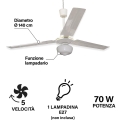 Ventilador de techo con luz 3 aspas 5 velocidades Windy Oferta
