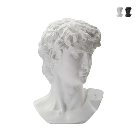 Escultura decorativa cabeza de hombre en resina 44x35,5x60 cm David Promoción