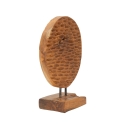 Escultura étnica decorativa de madera de teca hecha a mano Coin Oferta