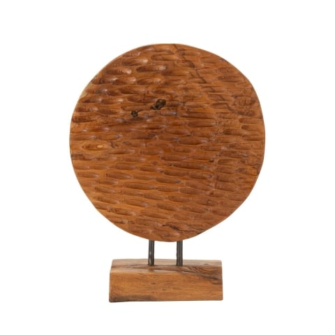Escultura étnica decorativa de madera de teca hecha a mano Coin Promoción