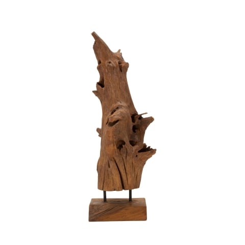 Escultura decorativa étnica de madera de teca hecha a mano Akar Promoción