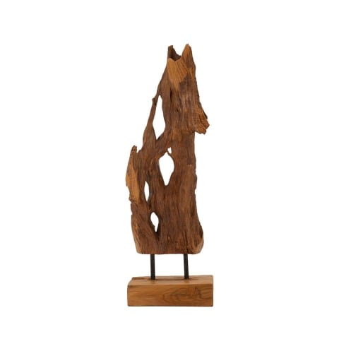 Escultura decorativa artesanal en madera de teca estilo étnico Rakat Promoción