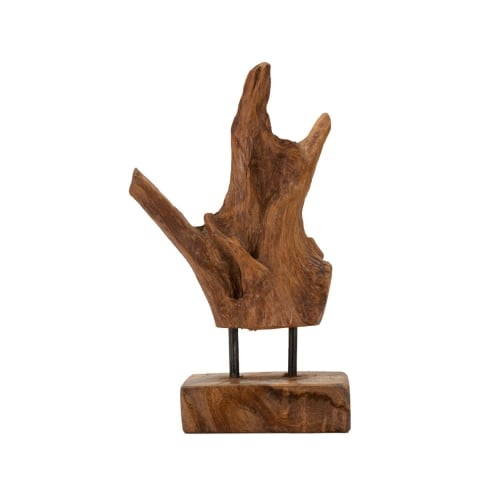 Escultura estilo étnico en madera de teca tallada a mano Taka Promoción