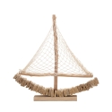Escultura de velero en madera con red de tela 45x45x7cm Enok Descueto