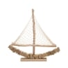Escultura de velero en madera con red de tela 45x45x7cm Enok Descueto