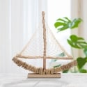 Escultura de velero en madera con red de tela 45x45x7cm Enok Venta