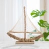Escultura de velero en madera con red de tela 45x45x7cm Enok Venta
