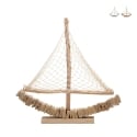 Escultura de velero en madera con red de tela 45x45x7cm Enok Promoción