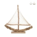 Escultura de velero en madera con red de tela 45x45x7cm Enok Promoción