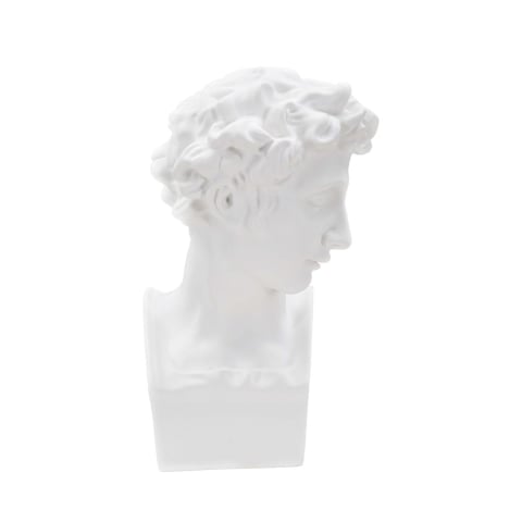 Escultura decorativa de resina blanca rostro masculino Enea Promoción