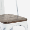 Silla metal industrial vintage blanco parte superior madera Steel Old Wood Catálogo
