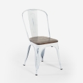 Silla metal industrial vintage blanco parte superior madera Steel Old Wood Promoción