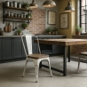 Silla metal industrial vintage blanco parte superior madera Steel Old Wood Rebajas