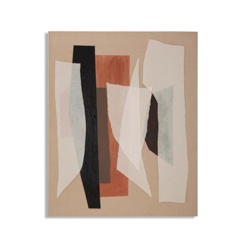 Cuadro abstracto pintado en lienzo geométrico boho chic 100x80 cm Naruk Promoción