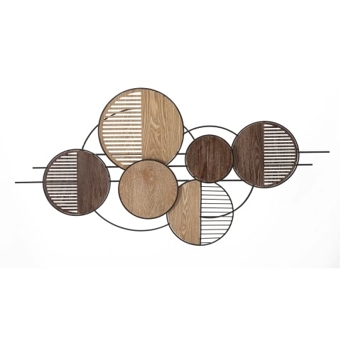 Panel decorativo de pared madera metal boho chic 134x69cm Woody Promoción