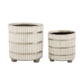 Set de 2 jarrones de cerámica blanca con decoraciones en plata Ray Promoción