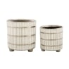 Set de 2 jarrones de cerámica blanca con decoraciones en plata Ray Promoción