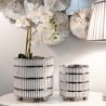 Set de 2 jarrones de cerámica blanca con decoraciones en plata Ray Venta