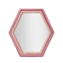 Espejo hexagonal de pared moderno con marco de terciopelo rosa Tony Promoción