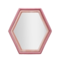 Espejo hexagonal de pared moderno con marco de terciopelo rosa Tony Promoción