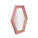Espejo hexagonal de pared moderno con marco de terciopelo rosa Tony Oferta