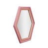 Espejo hexagonal de pared moderno con marco de terciopelo rosa Tony Oferta