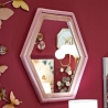 Espejo hexagonal de pared moderno con marco de terciopelo rosa Tony Venta