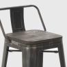 taburete de diseño industrial de metal y madera estilo vintage brush top 