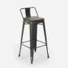 taburete de diseño industrial de metal y madera estilo vintage brush top 