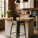 taburete de diseño industrial de metal y madera estilo vintage brush top Compra