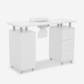 Mesa de manicura para esteticista con aspirador, ruedas, 3 cajones color blanco Mango Promoción