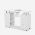 Mesa de manicura para esteticista con aspirador, ruedas, 3 cajones color blanco Mango Descueto