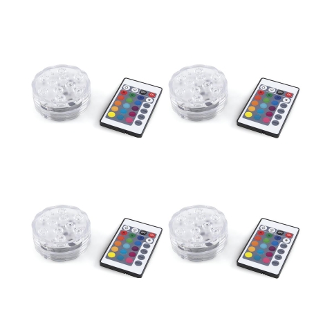 Set de 4 focos LED impermeables con control remoto Ø6,9x2,8 cm Virel Promoción