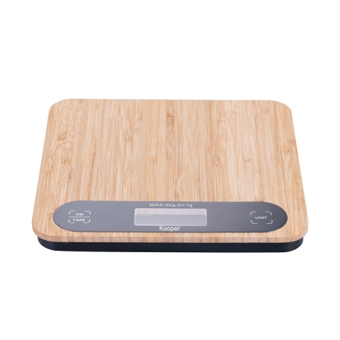 Báscula de cocina digital de bambú 20,5x20,5x2,75 cm Paxel Promoción